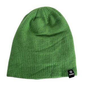 Chaos green ribbed knit merino wool beanie toque